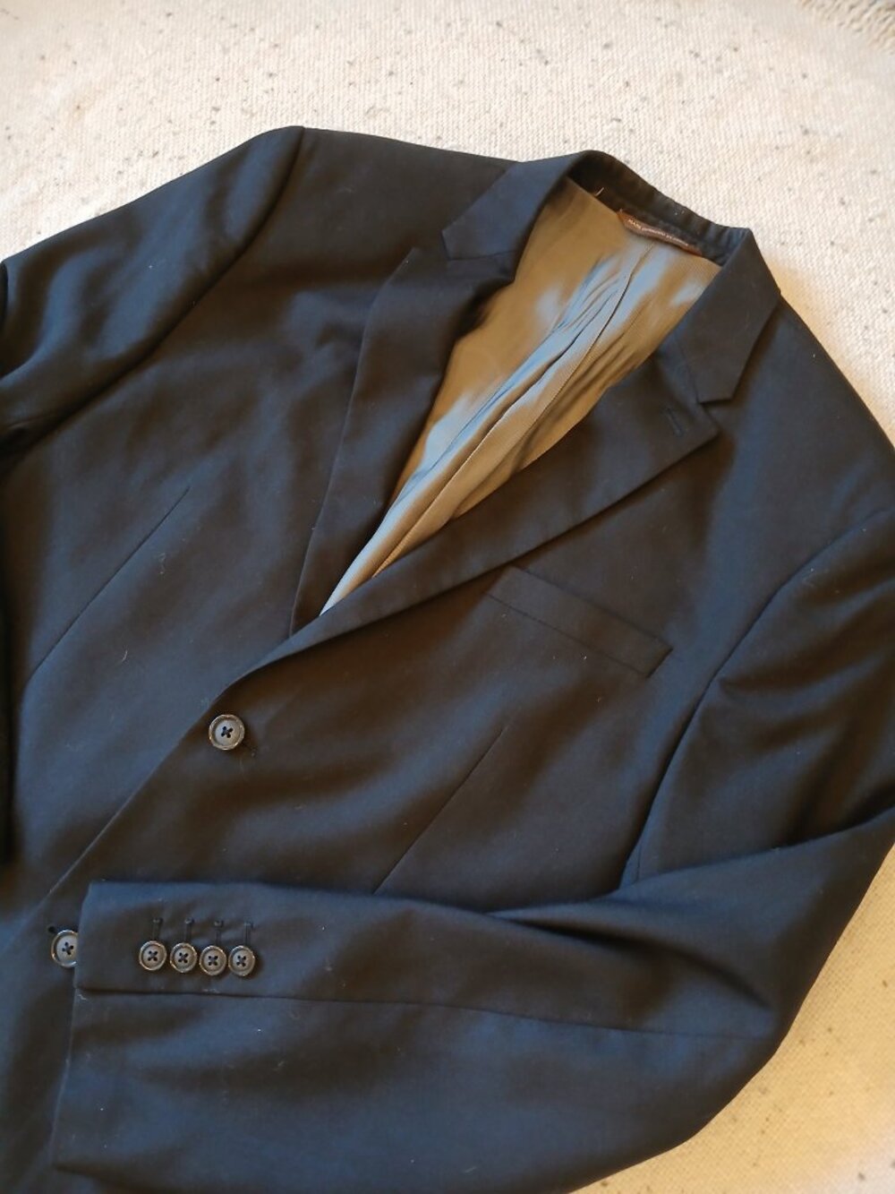 Perry Ellis Portfolio Men’s 42L Black Wool Blend Blazer Sport Coat Two Button